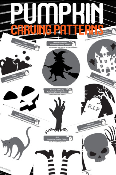 12 Printable Easy to Advanced Pumpkin Carving Designs - Kids Activities Blog