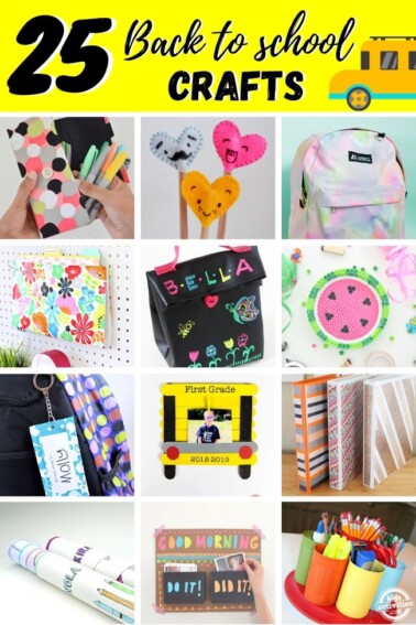 collage of back to school crafts
