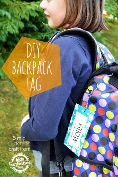 Back to school crafts, DIY duck tape backpack tag