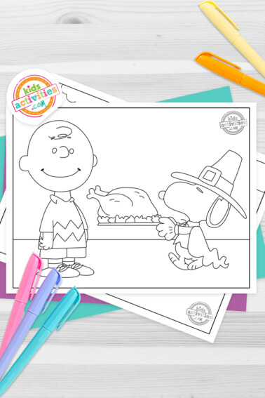 Charlie Brown Thanksgiving Coloring Pages Feature Image