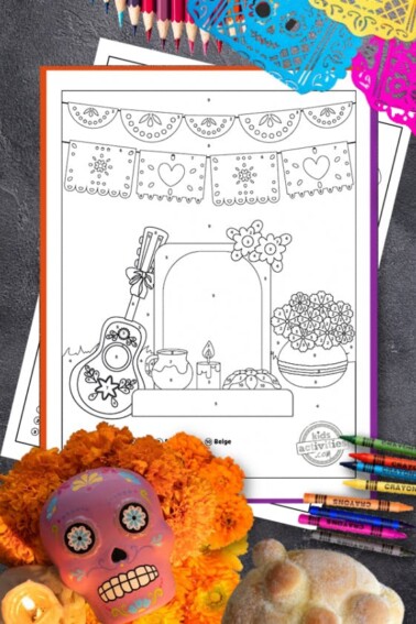 Day of the Dead color by number worksheets for kids - Kids Activities Blog