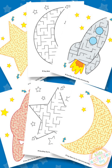 Fun Free Printable Space Mazes Worksheets For Kids