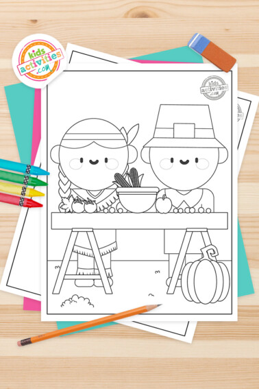 First Thanksgiving Coloring Pages Feature Image