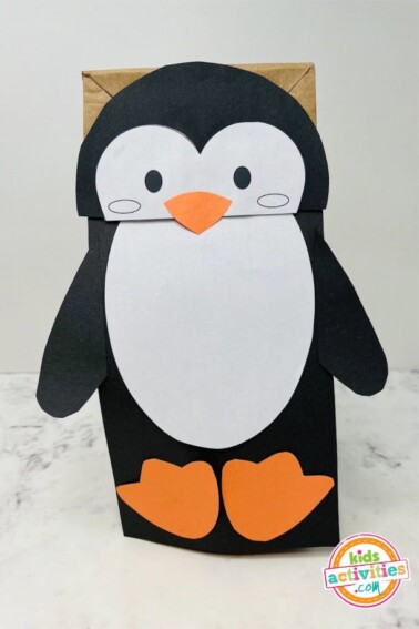 Free Penguin Craft Template To Make A Paper Bag Penguin Puppet - Kids Activities Blog