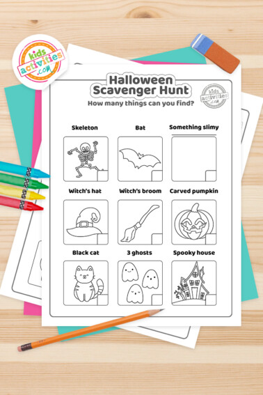 Halloween Scavenger hunt Coloring Pages Feature Image