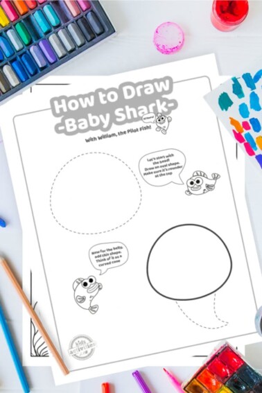 How to Draw Baby Shark – Easy Step by Step Instructions - Free Printable Coloring Page for Kids - Kids Activities Blog