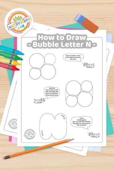 how to draw bubble letter n
