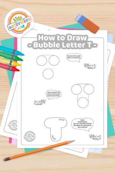 how to draw bubble letter t