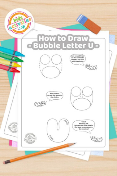 how to draw bubble letter U