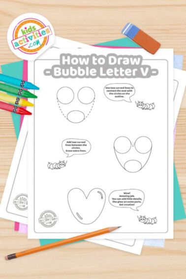 how to draw bubble letter v