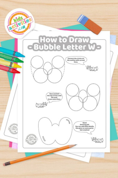 how to draw bubble letter w