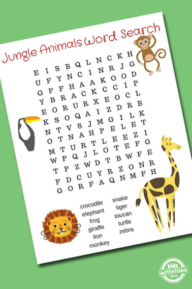Find All 11 Animals With This Free Printable Jungle Animals Word Search