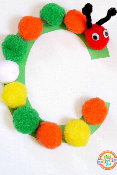 letter c preschool craft- caterpillar craft