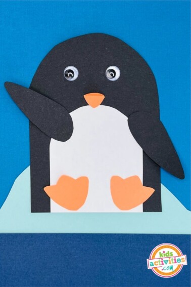 Make a Cute Paper Penguin Craft + Free Template - Penguin craft made with construction paper and googly eyes - Kids Activities BLog