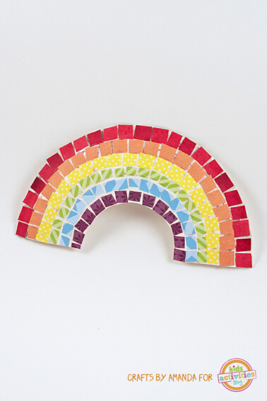 Mosaic Rainbow Craft from a Paper Plate