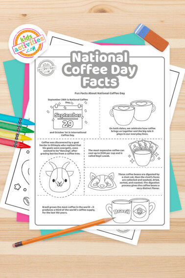 National Coffee Day Coloring Pages Feature Image