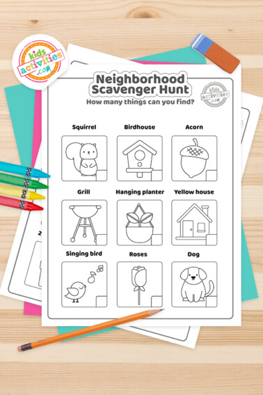 Neighborhood Scavenger hunt Coloring Pages