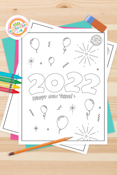 New Year 2022 Coloring Pages Feature Image