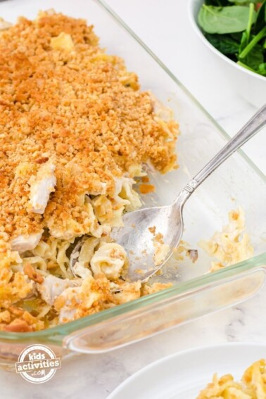 Chicken Noodle Casserole with Ritz Crackers topping.