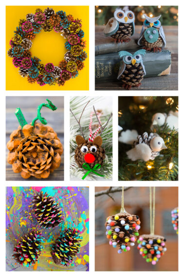 Pine Cone Decor Crafts - Fun easy to make pine cone decorations for the holidays