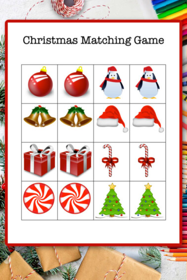 Printable Christmas Matching Memory Game from Kids Activities Blog