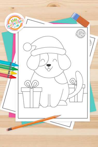 Puppy Christmas Coloring Pages Feature Image