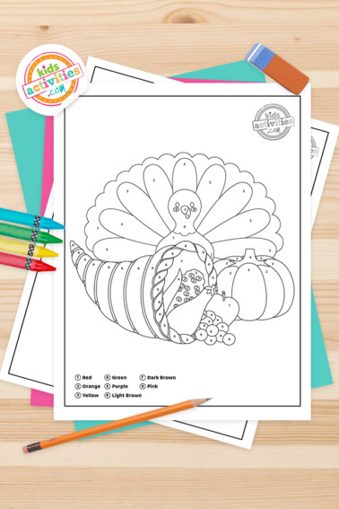 Thanksgiving Color by number Coloring Pages Feature Image