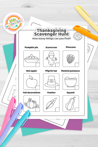 Thanksgiving Scavenger hunt Coloring Pages