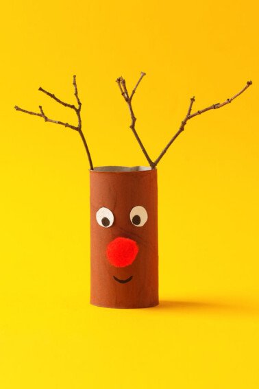 Toilet Paper Roll Reindeer Crafts for Kids - Simple Rudolph with Sticks for Antlers