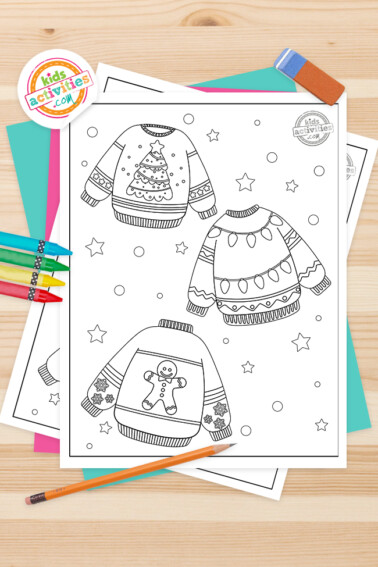 Ugly Christmas Sweater Coloring Pages Feature Image