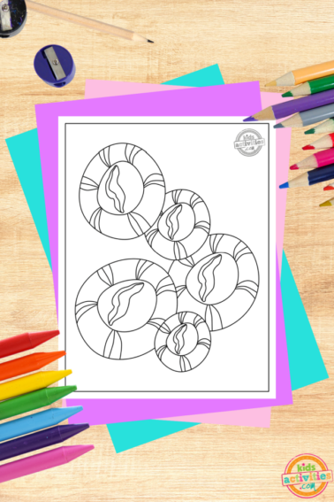 Barnacle coloring page on decorated background printed pdf black and white coloring sheet with colorful coloring supplies and colorful accessories- kids activities blog