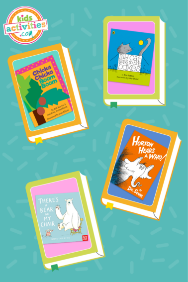 Image shows a compilation of rhyming books from different authors.