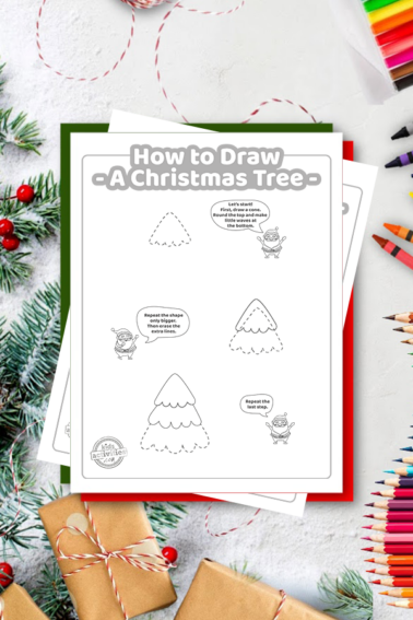 How To Draw A Christmas Tree coloring page