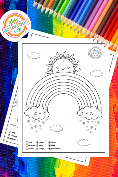 Rainbow Color by number Coloring Pages