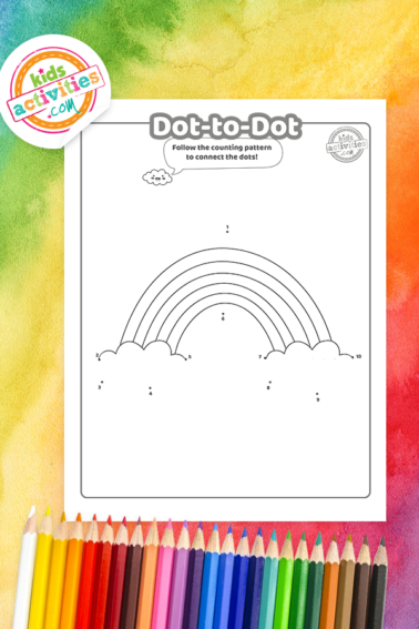 Rainbow Dot To Dot Coloring Page